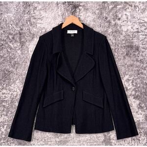 St John Collection Jacket 10 Womens Black Metallic Crystal Santana Knit Blazer